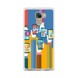 Funda Gel Tpu para Huawei Honor 7 Diseño Apps Dibujos