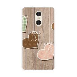 Funda Gel Tpu para Xiaomi Redmi Pro 5.5" Diseño Corazones Madera Dibujos