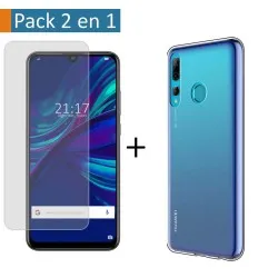 Pack 2 En 1 Funda Gel Transparente + Protector Cristal Templado para Huawei P Smart + Plus 2019