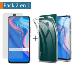 Pack 2 En 1 Funda Gel Transparente + Protector Cristal Templado para Huawei P Smart Z