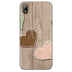 Funda Gel Tpu para Huawei Y5 2019 diseño Corazones Madera Dibujos