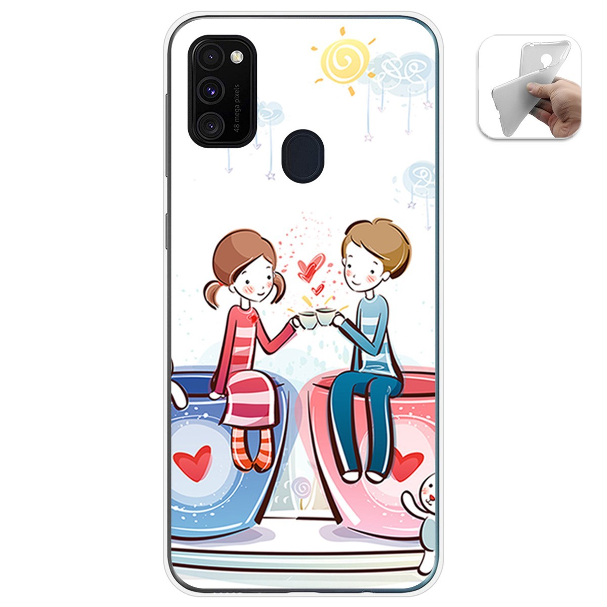 Funda Gel Tpu para Samsung Galaxy M30s / M21 diseño Café Dibujos