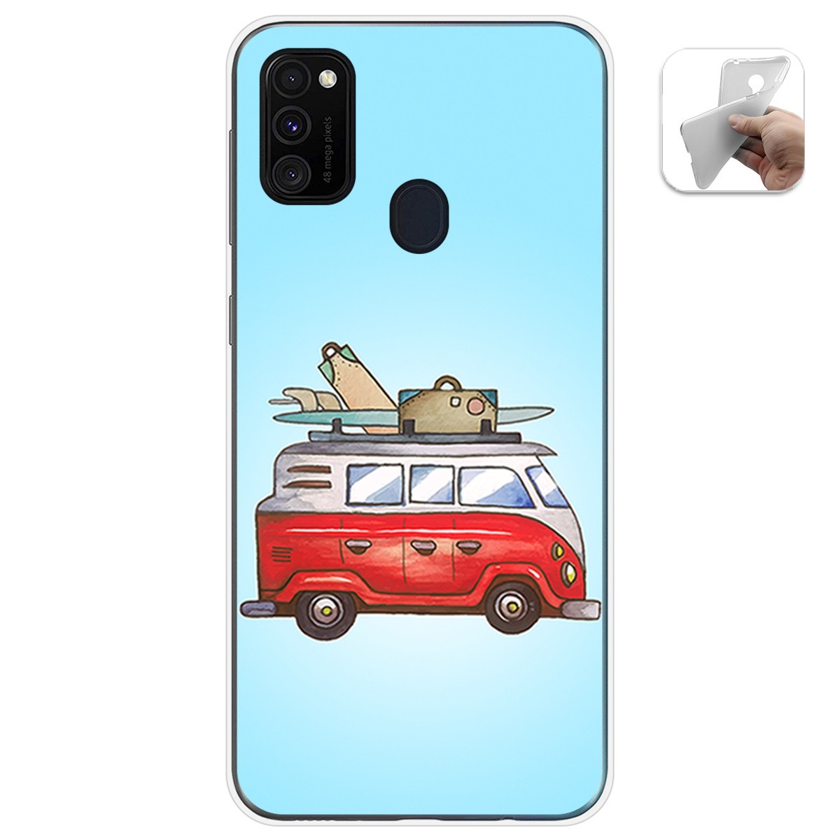 Funda Gel Tpu para Samsung Galaxy M30s / M21 diseño Furgoneta Dibujos