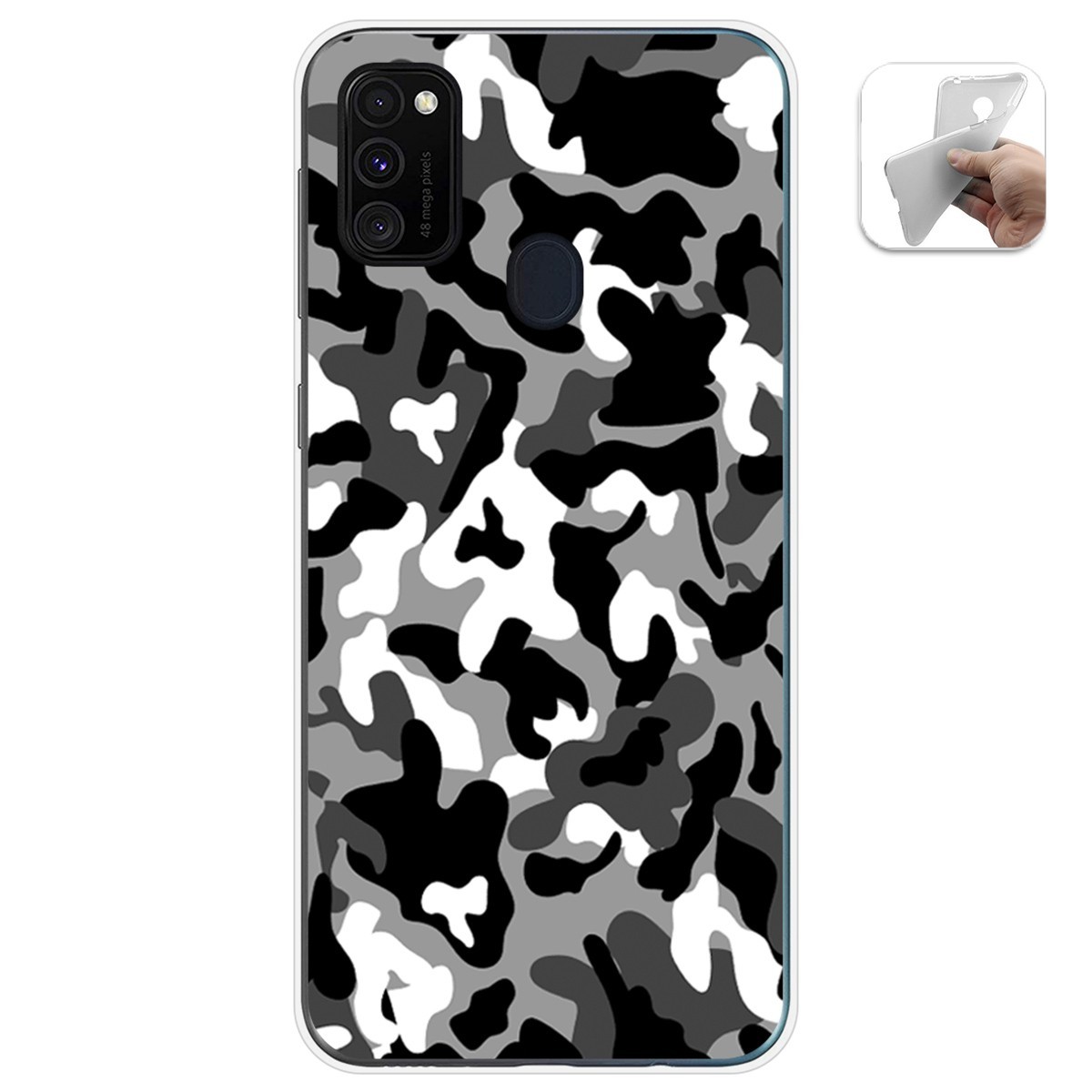 Funda Gel Tpu para Samsung Galaxy M30s / M21 diseño Snow Camuflaje Dibujos