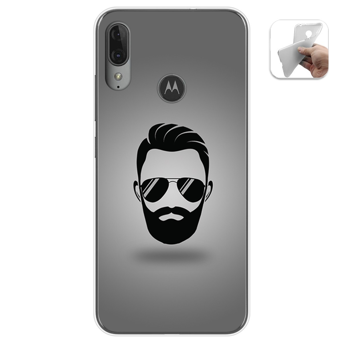 Funda Gel Tpu para Motorola Moto E6 Plus diseño Barba Dibujos