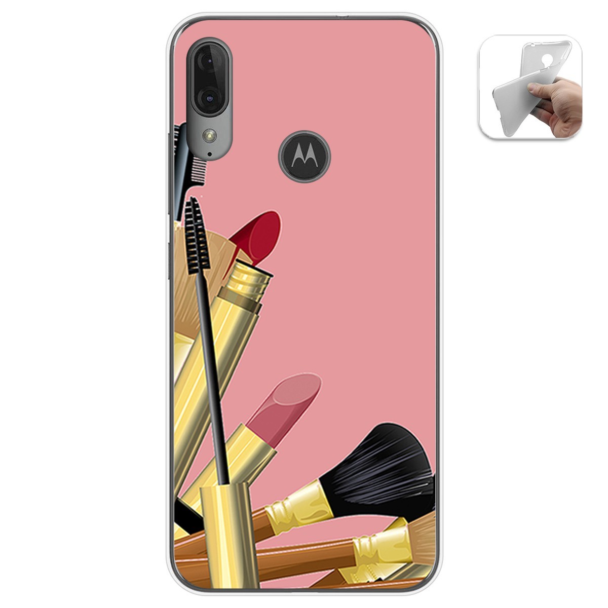 Funda Gel Tpu para Motorola Moto E6 Plus diseño Brochas Dibujos