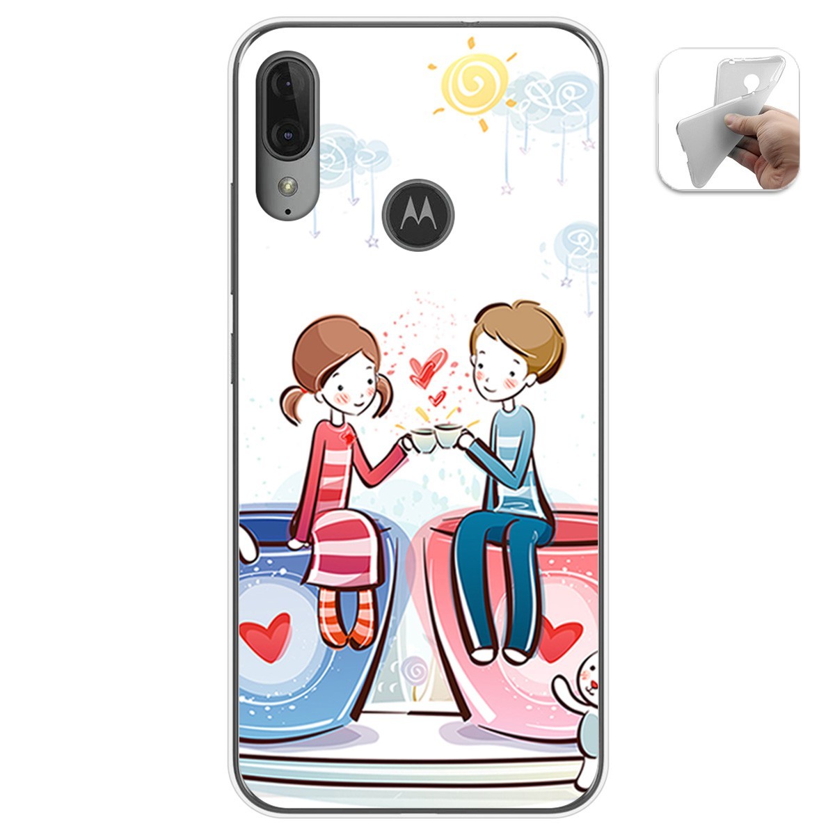 Funda Gel Tpu para Motorola Moto E6 Plus diseño Café Dibujos