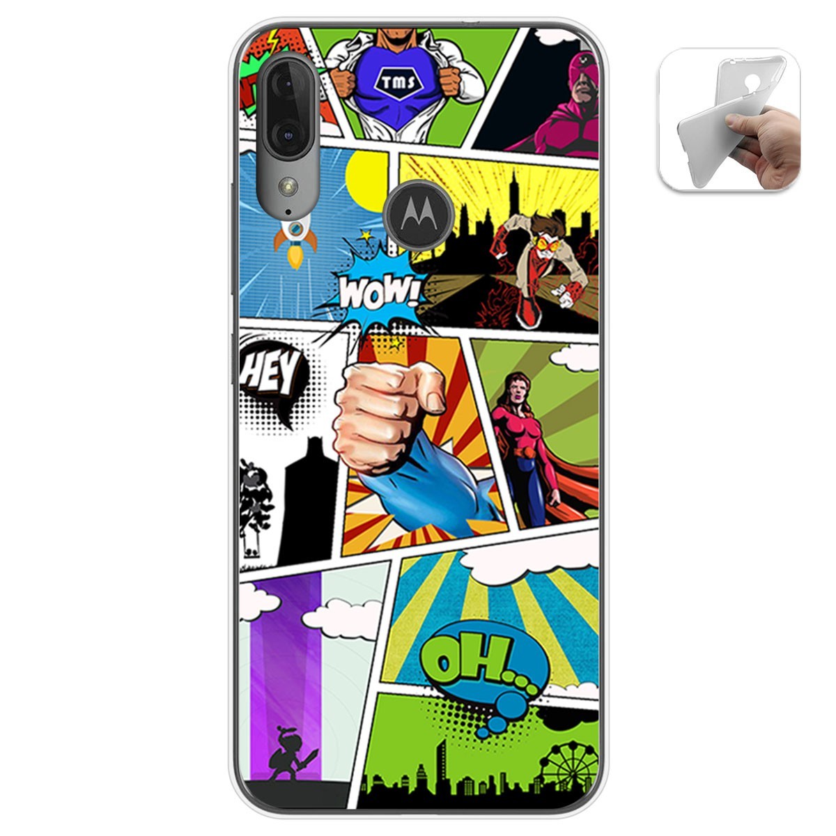 Funda Gel Tpu para Motorola Moto E6 Plus diseño Comic Dibujos