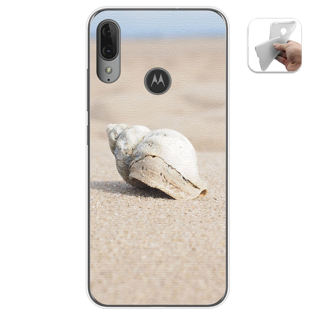 Funda Gel Tpu para Motorola Moto E6 Plus diseño Concha Dibujos