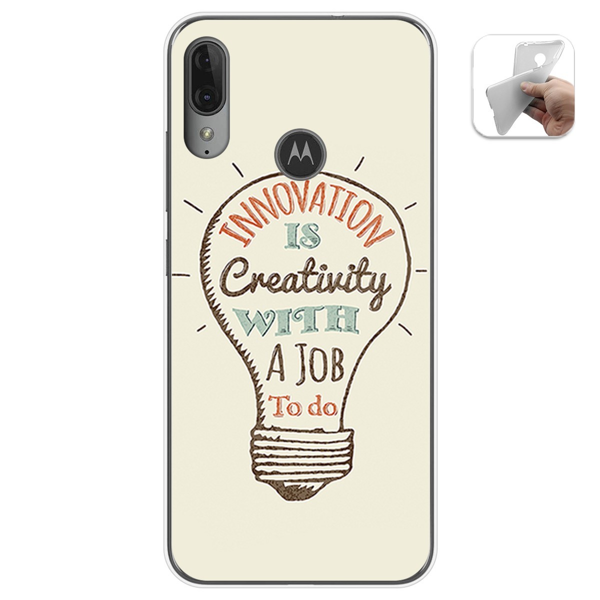 Funda Gel Tpu para Motorola Moto E6 Plus diseño Creativity Dibujos