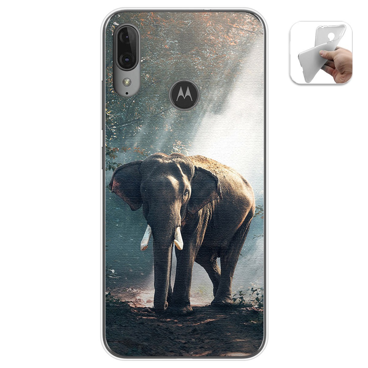 Funda Gel Tpu para Motorola Moto E6 Plus diseño Elefante Dibujos