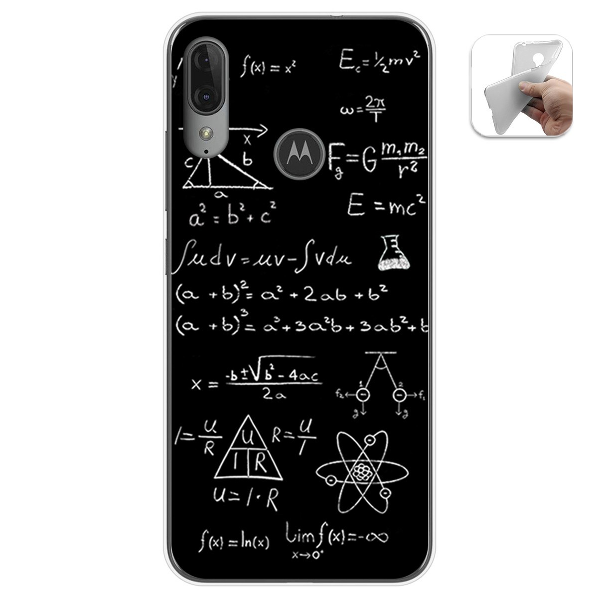 Funda Gel Tpu para Motorola Moto E6 Plus diseño Formulas Dibujos