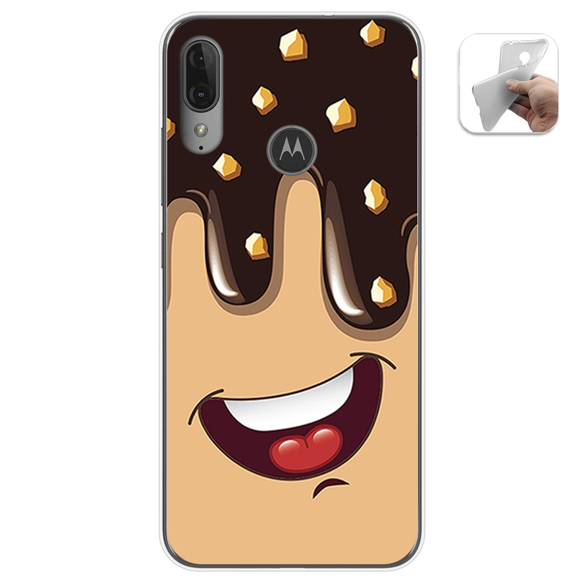 Funda Gel Tpu para Motorola Moto E6 Plus diseño Helado Chocolate Dibujos