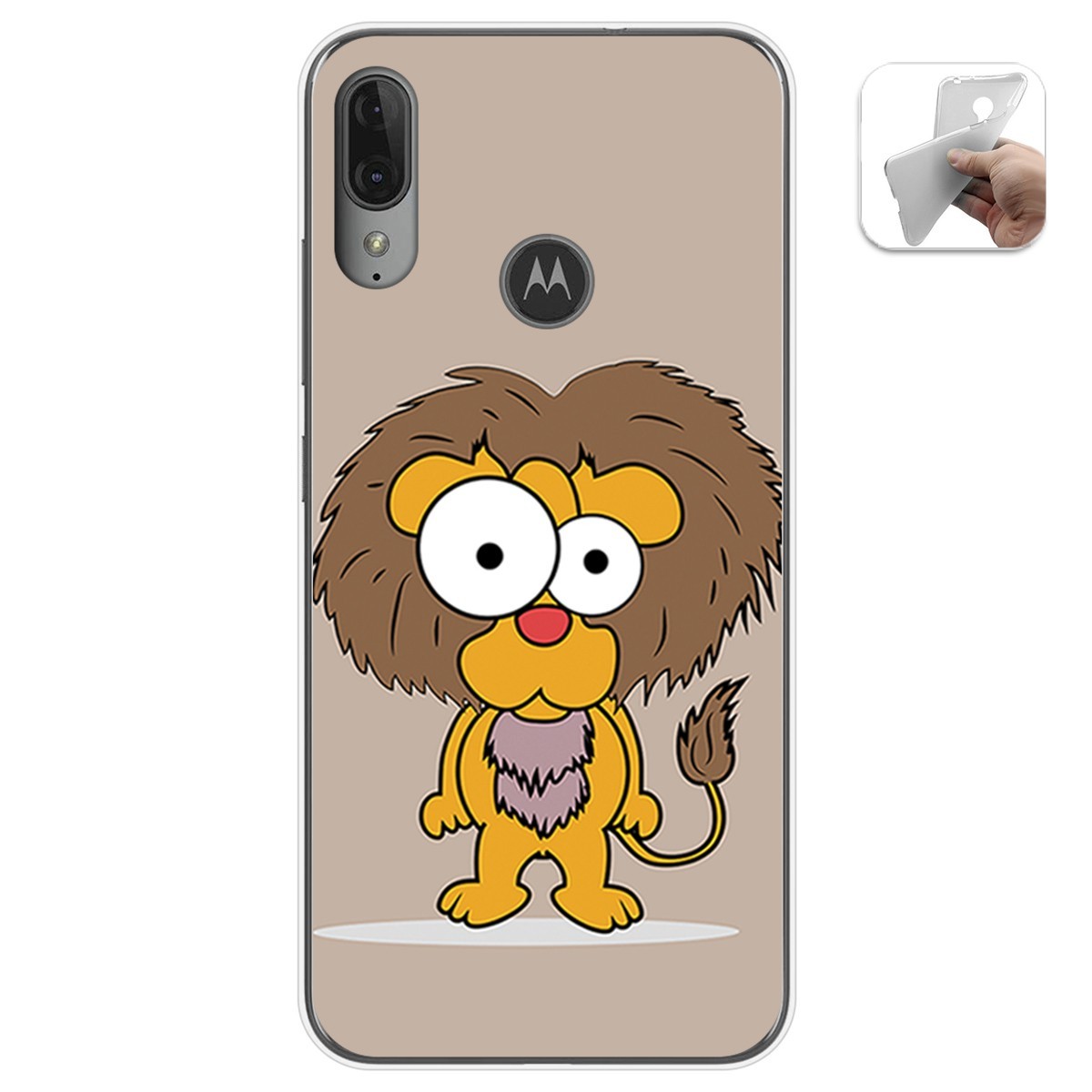 Funda Gel Tpu para Motorola Moto E6 Plus diseño Leon Dibujos