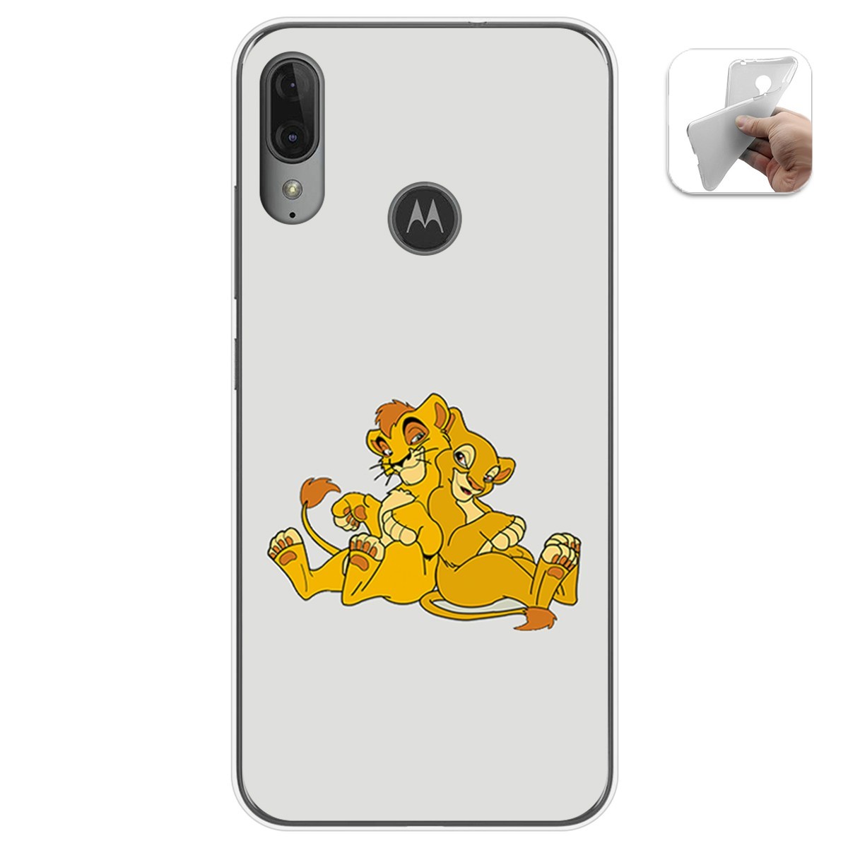 Funda Gel Tpu para Motorola Moto E6 Plus diseño Leones Dibujos