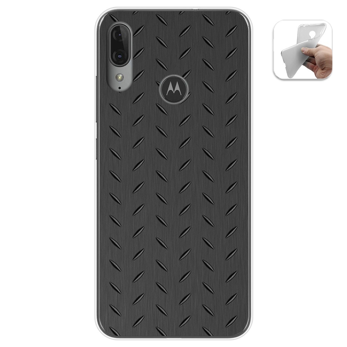 Funda Gel Tpu para Motorola Moto E6 Plus diseño Metal Dibujos