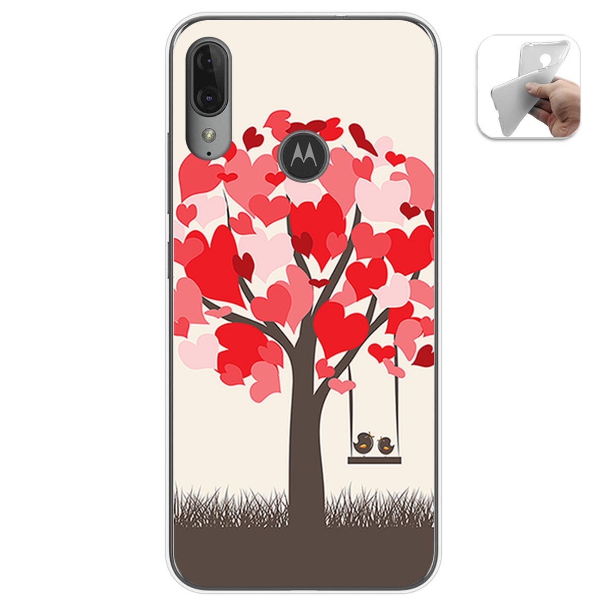 Funda Gel Tpu para Motorola Moto E6 Plus diseño Pajaritos Dibujos