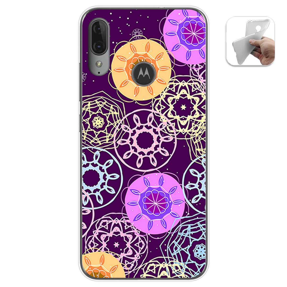 Funda Gel Tpu para Motorola Moto E6 Plus diseño Radial Dibujos