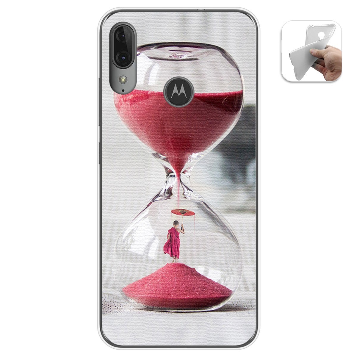 Funda Gel Tpu para Motorola Moto E6 Plus diseño Reloj Dibujos