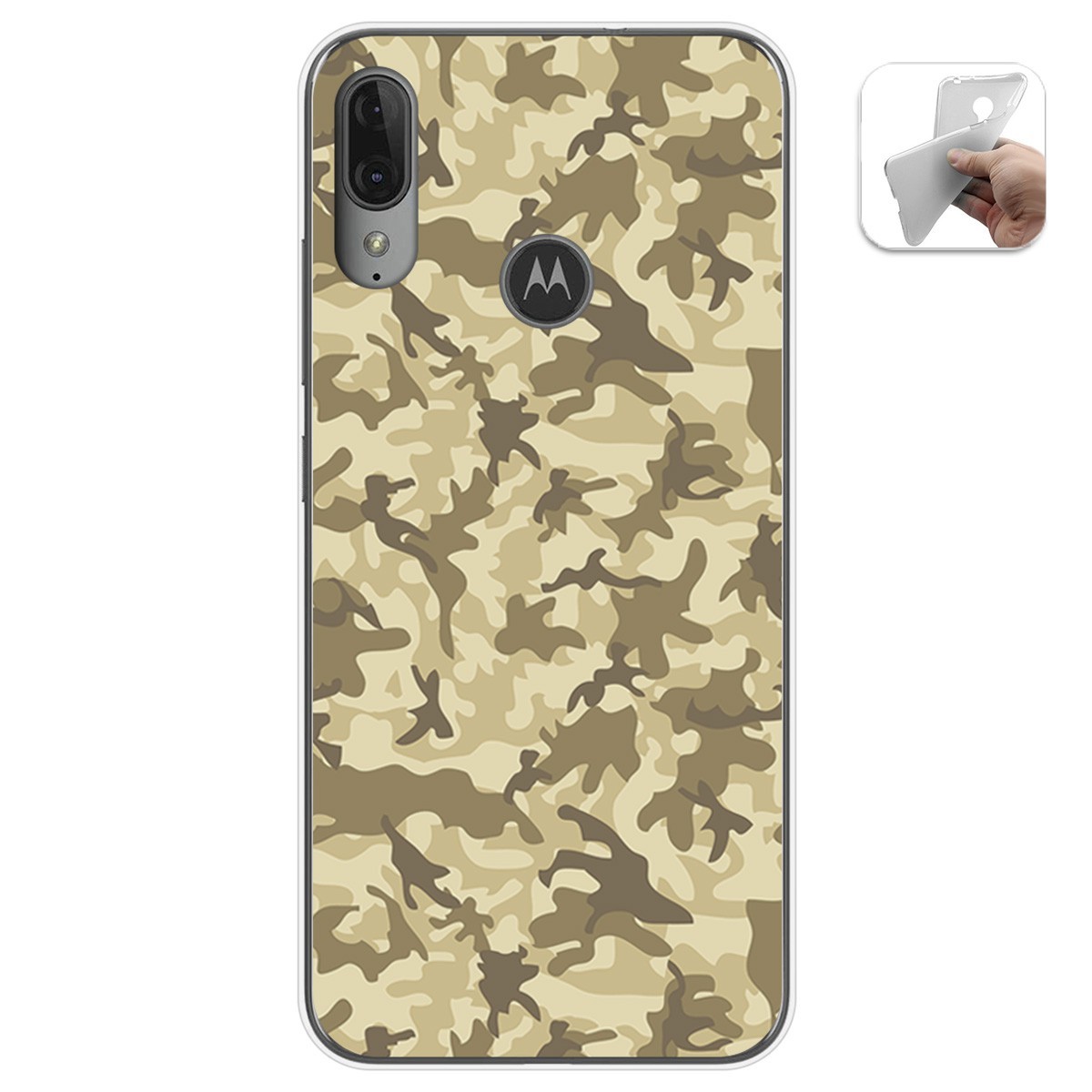 Funda Gel Tpu para Motorola Moto E6 Plus diseño Sand Camuflaje Dibujos