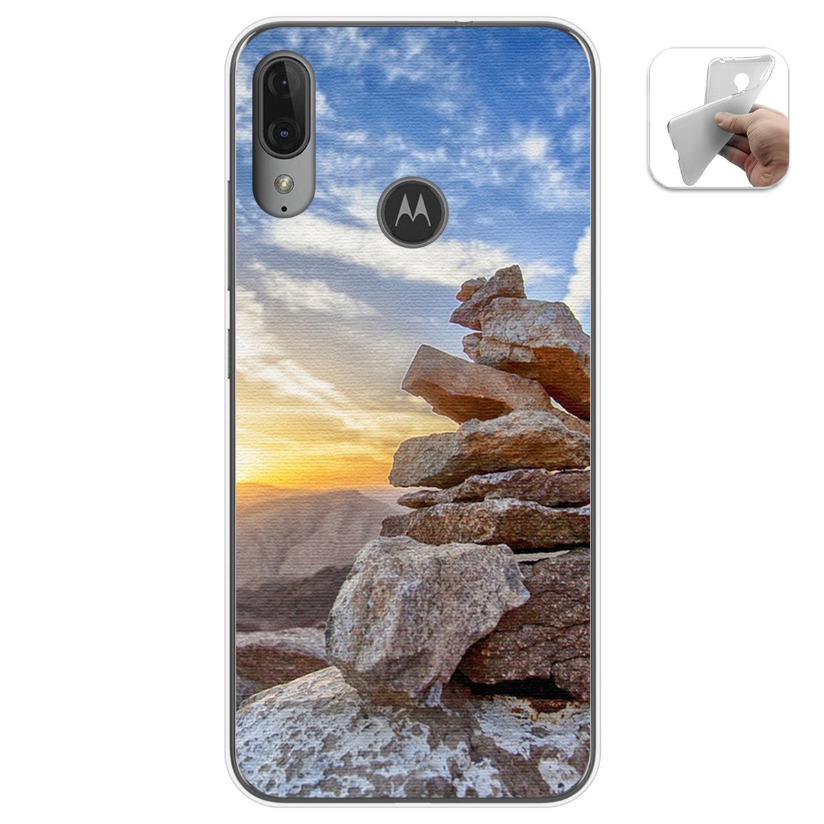 Funda Gel Tpu para Motorola Moto E6 Plus diseño Sunset Dibujos