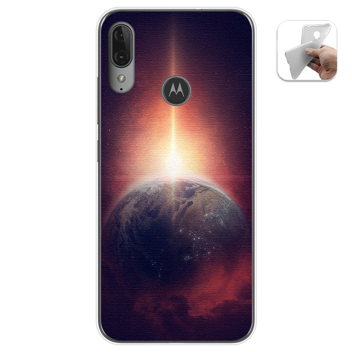 Funda Gel Tpu para Motorola Moto E6 Plus diseño Tierra Dibujos