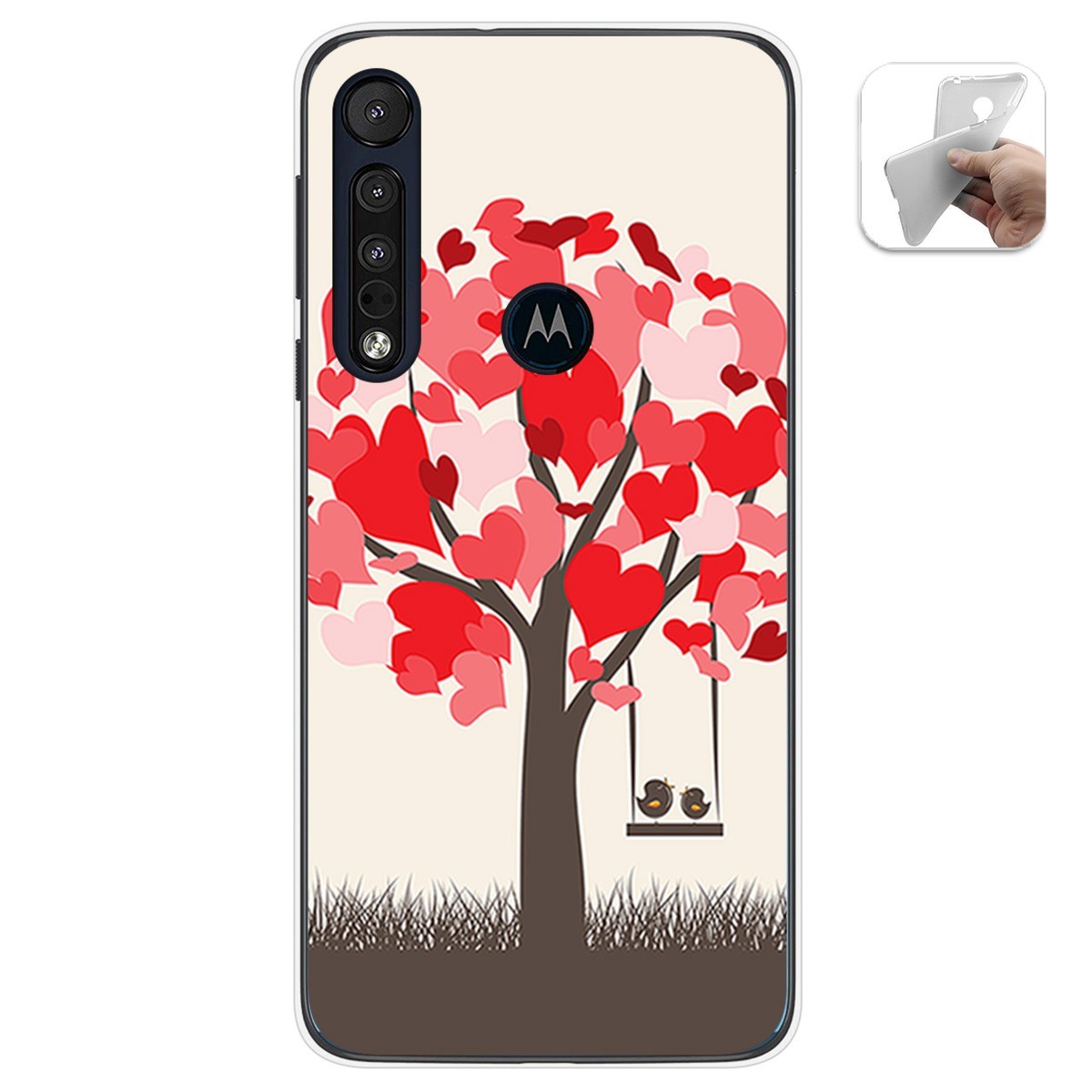 Funda Gel Tpu para Motorola One Macro diseño Pajaritos Dibujos