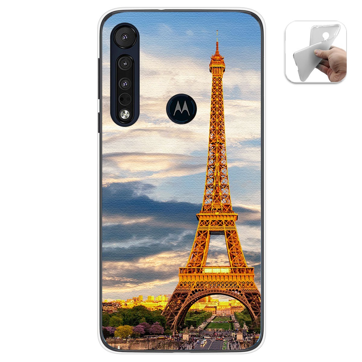 Funda Gel Tpu para Motorola One Macro diseño Paris Dibujos