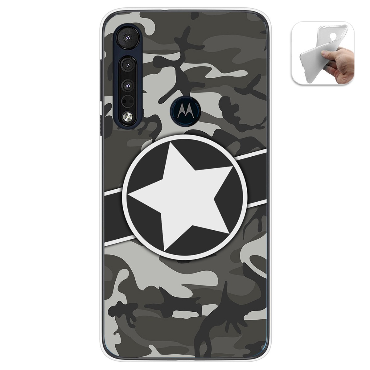 Funda Gel Tpu para Motorola One Macro diseño Camuflaje 02 Dibujos