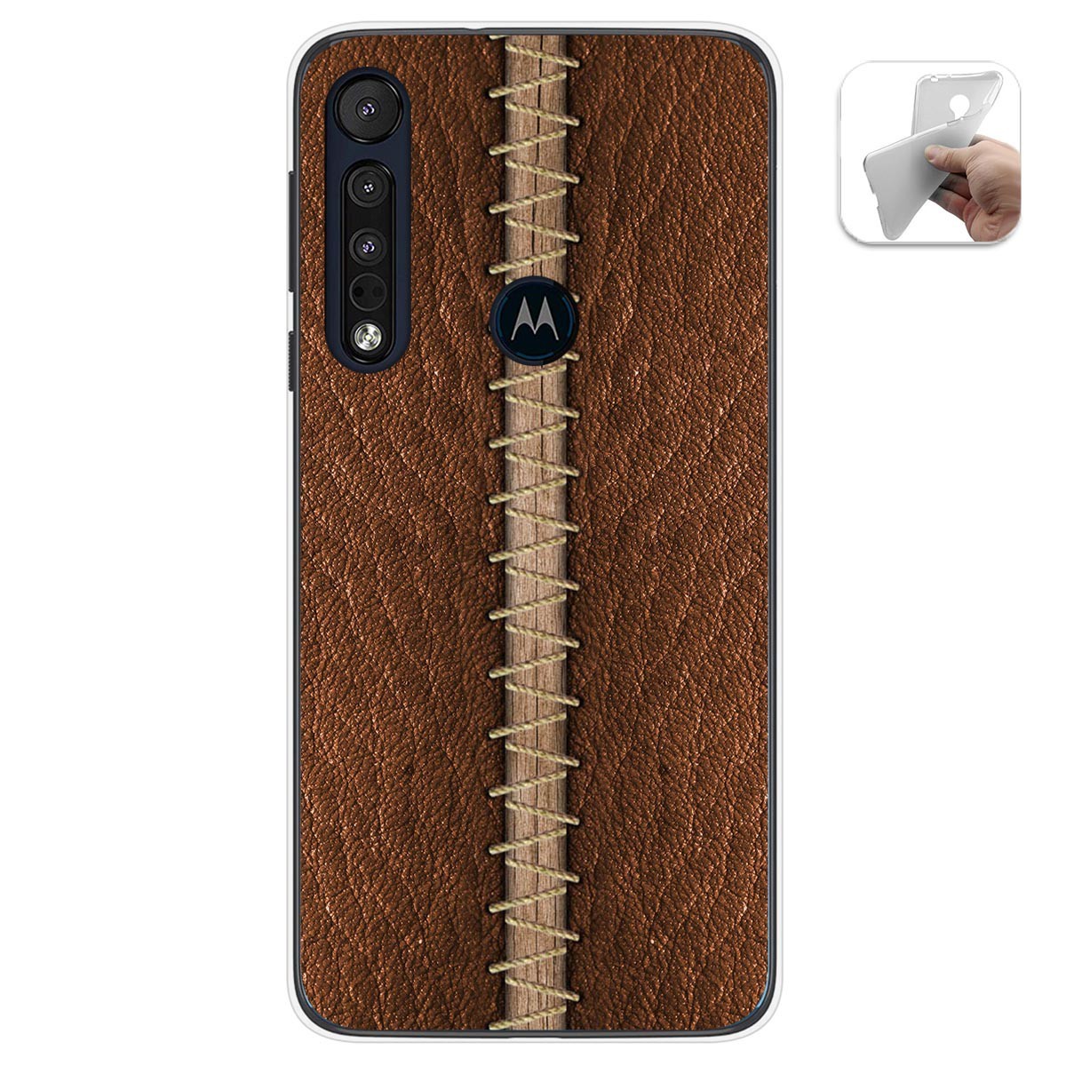 Funda Gel Tpu para Motorola One Macro diseño Cuero 01 Dibujos