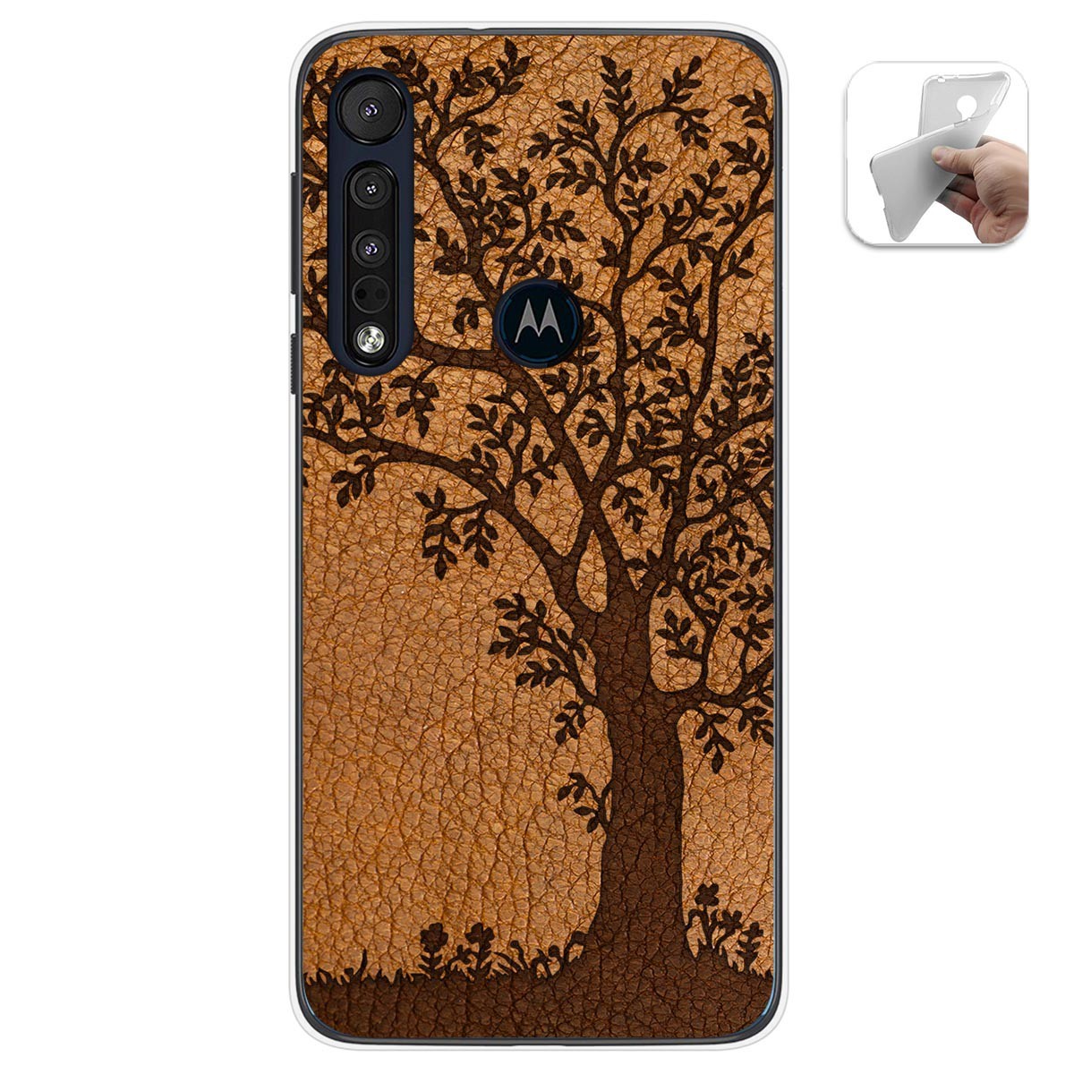 Funda Gel Tpu para Motorola One Macro diseño Cuero 03 Dibujos