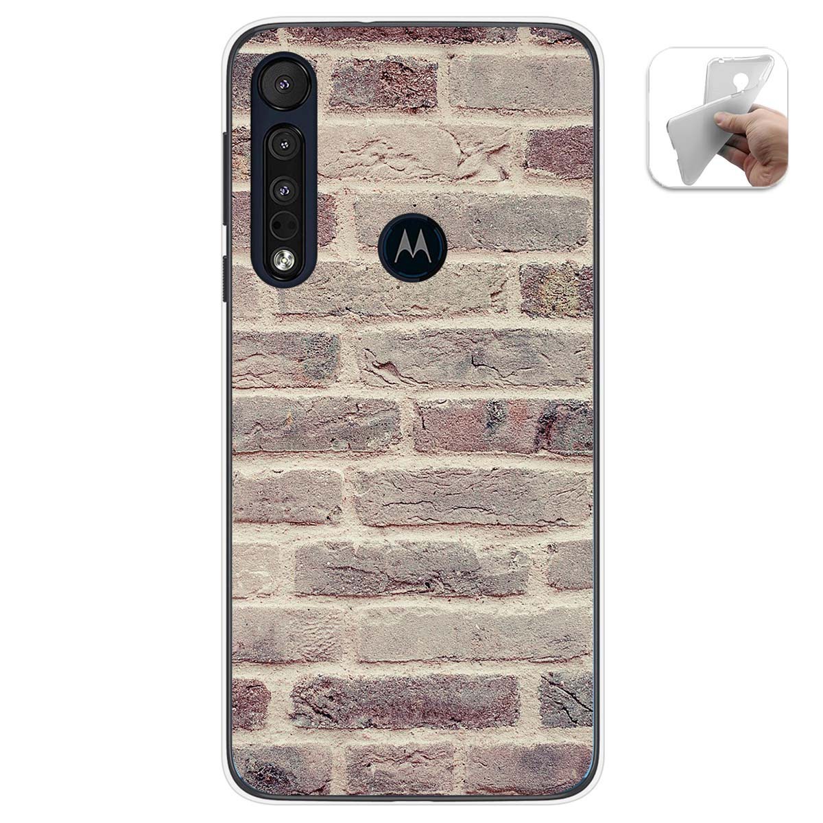 Funda Gel Tpu para Motorola One Macro diseño Ladrillo 01 Dibujos