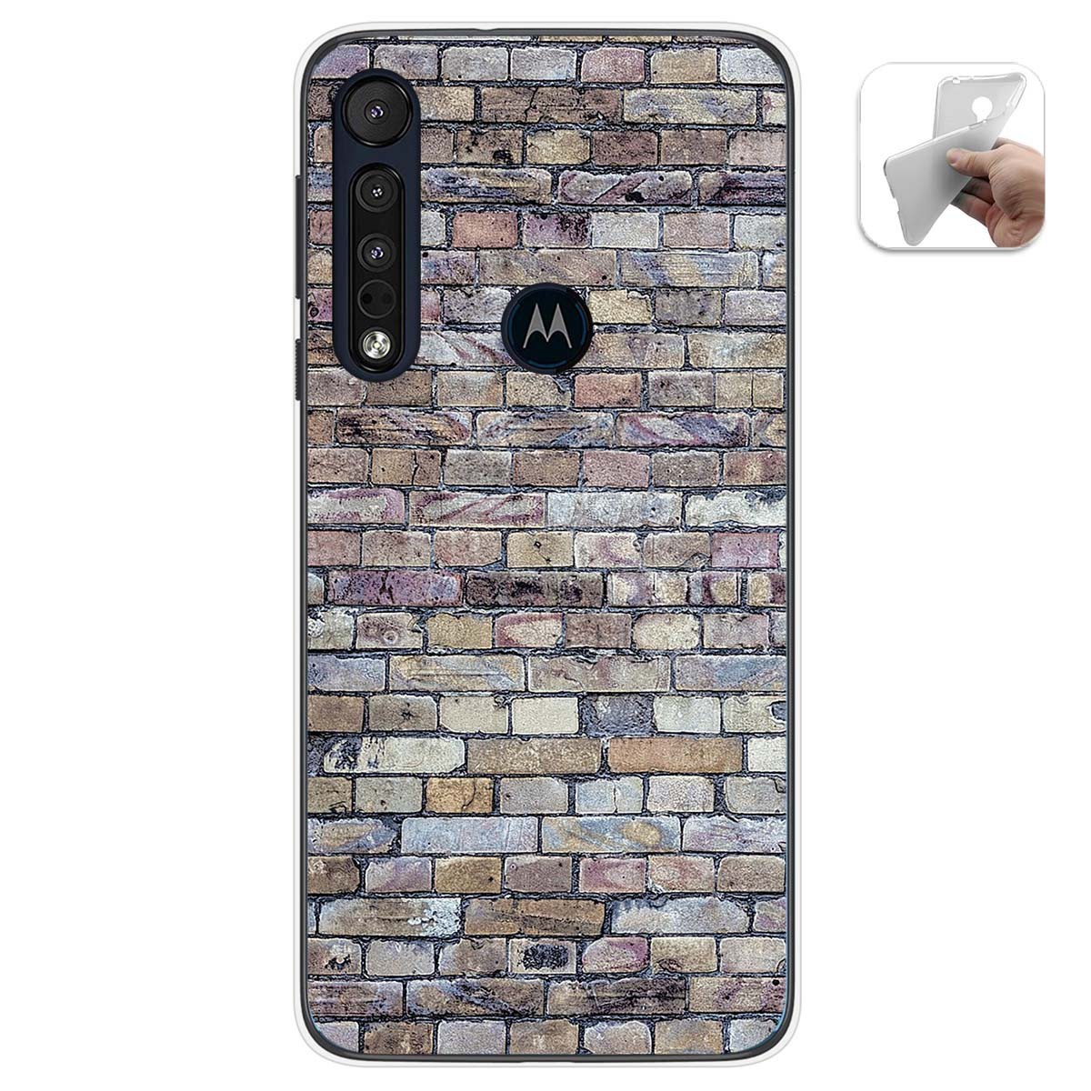 Funda Gel Tpu para Motorola One Macro diseño Ladrillo 02 Dibujos