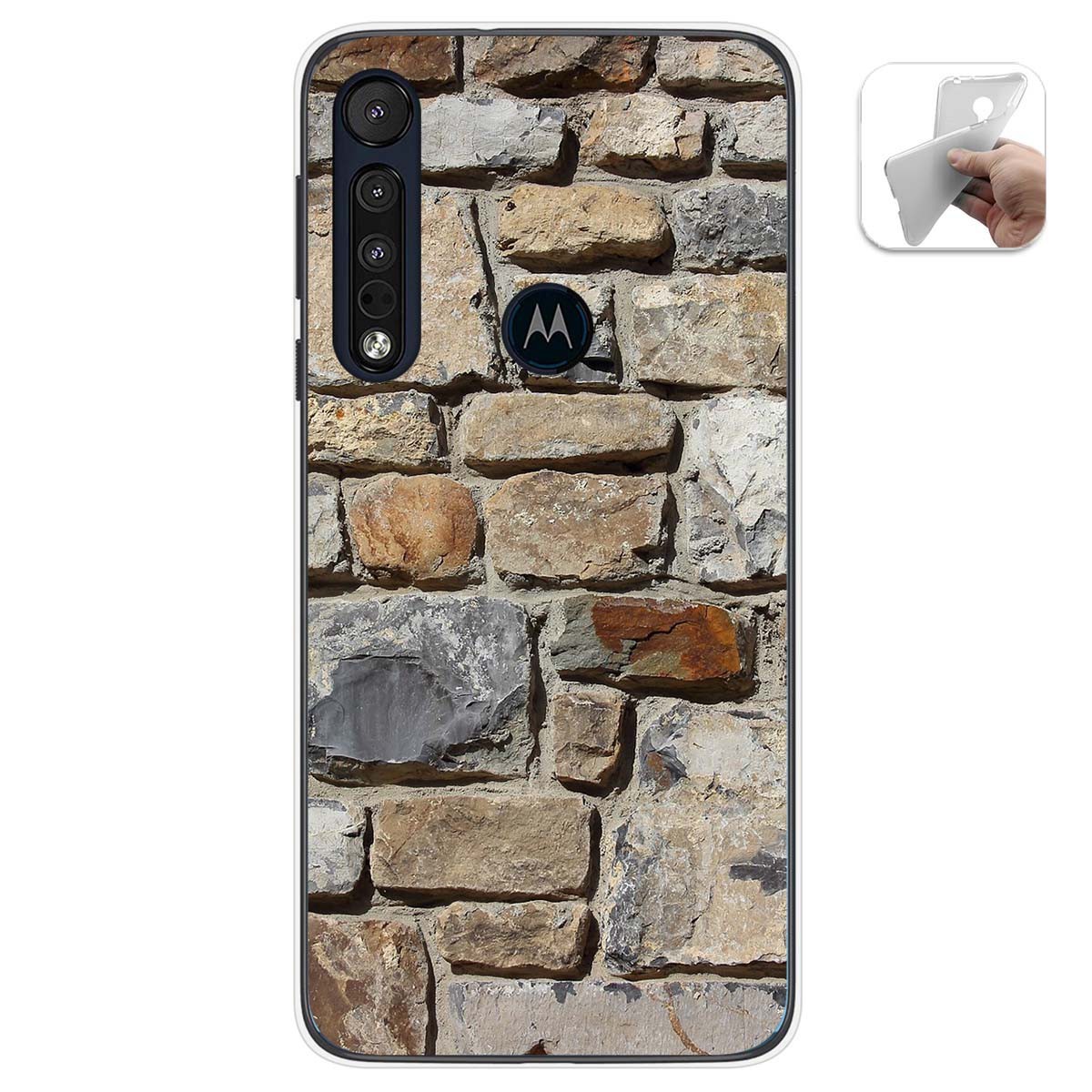 Funda Gel Tpu para Motorola One Macro diseño Ladrillo 03 Dibujos