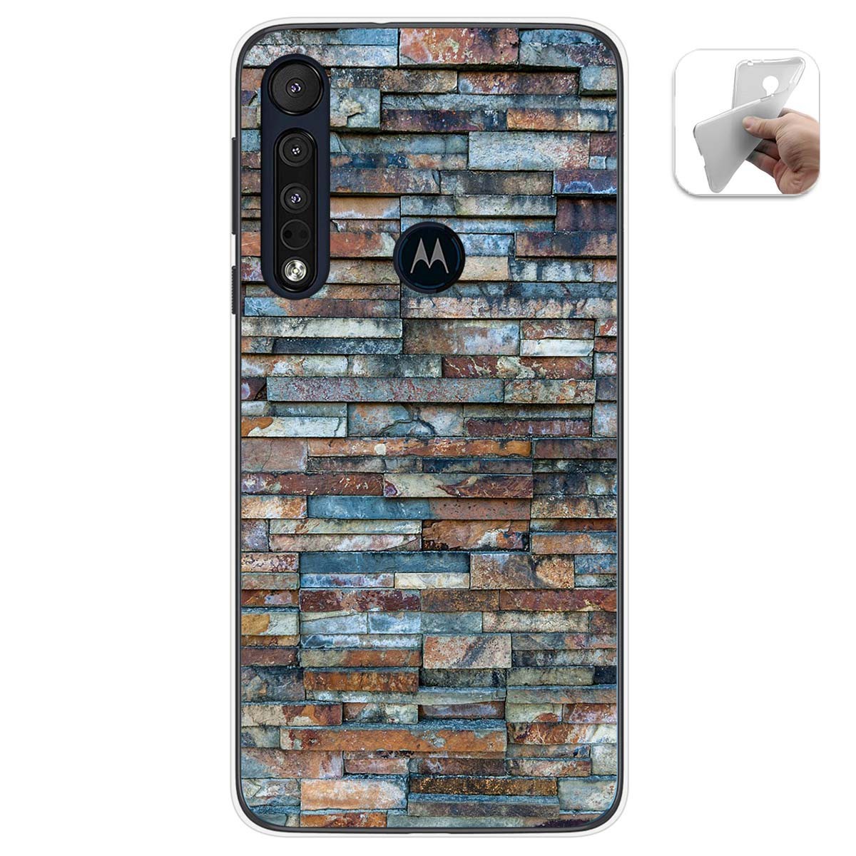 Funda Gel Tpu para Motorola One Macro diseño Ladrillo 05 Dibujos