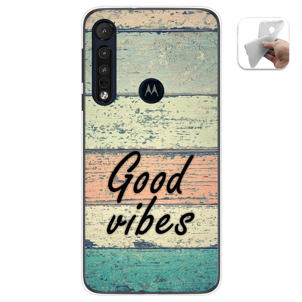 Funda Gel Tpu para Motorola One Macro diseño Madera 01 Dibujos