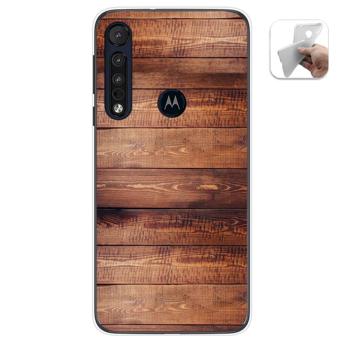 Funda Gel Tpu para Motorola One Macro diseño Madera 02 Dibujos