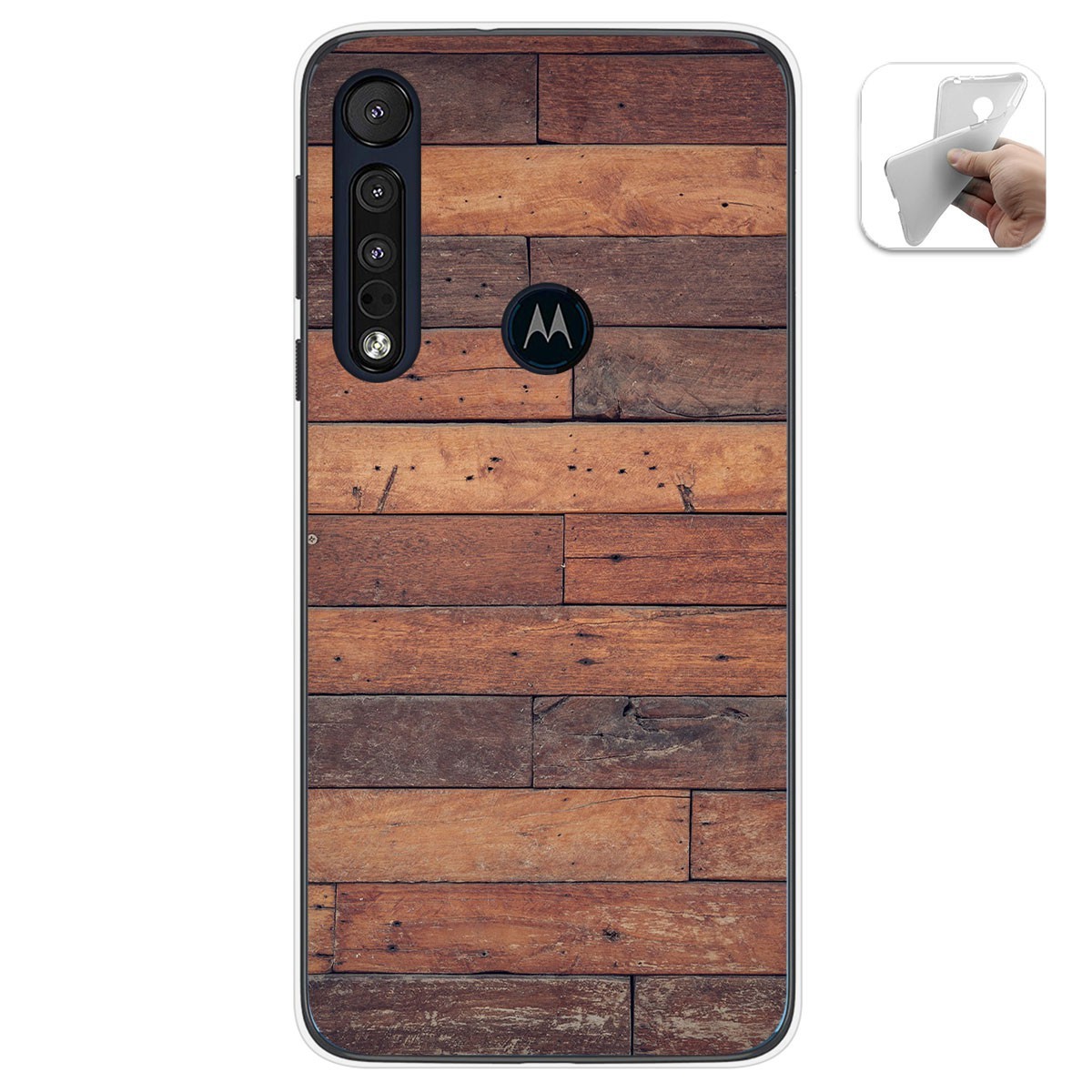 Funda Gel Tpu para Motorola One Macro diseño Madera 03 Dibujos