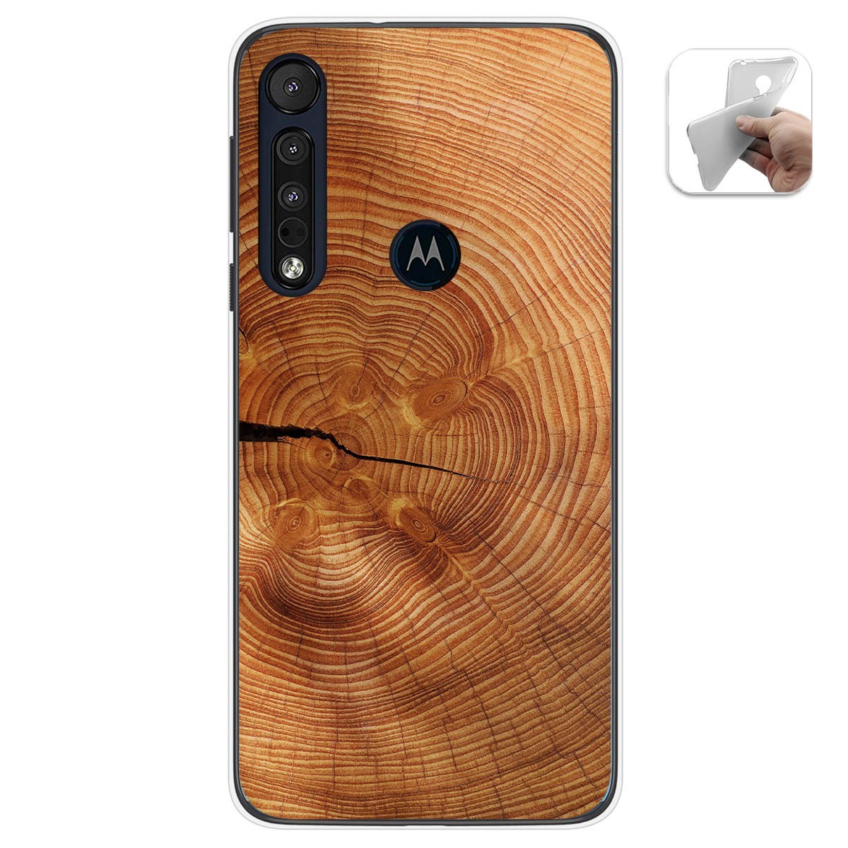 Funda Gel Tpu para Motorola One Macro diseño Madera 04 Dibujos