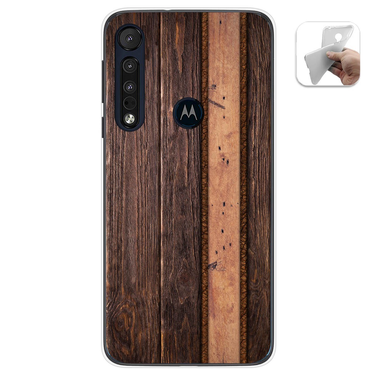 Funda Gel Tpu para Motorola One Macro diseño Madera 05 Dibujos