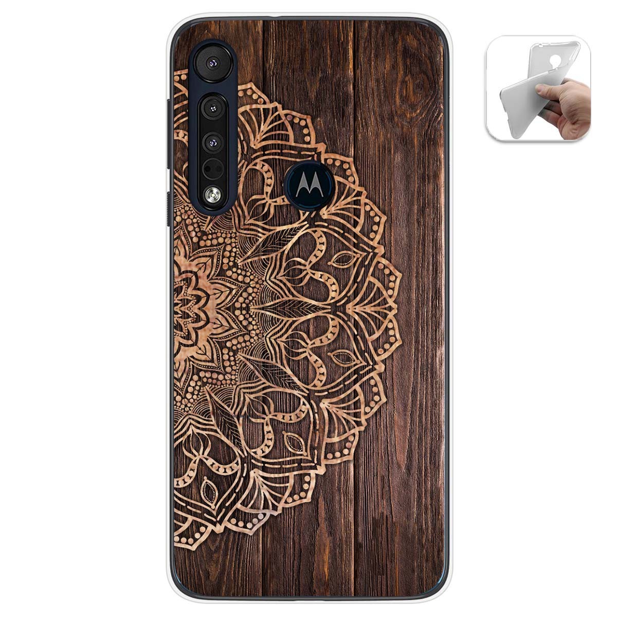 Funda Gel Tpu para Motorola One Macro diseño Madera 06 Dibujos