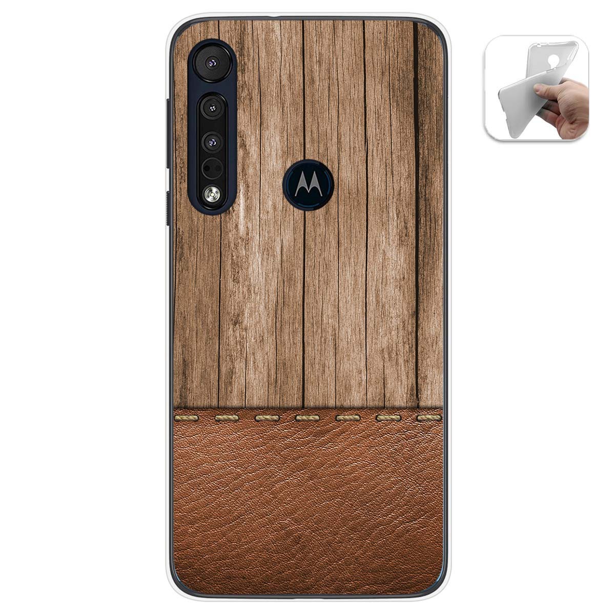 Funda Gel Tpu para Motorola One Macro diseño Madera 09 Dibujos