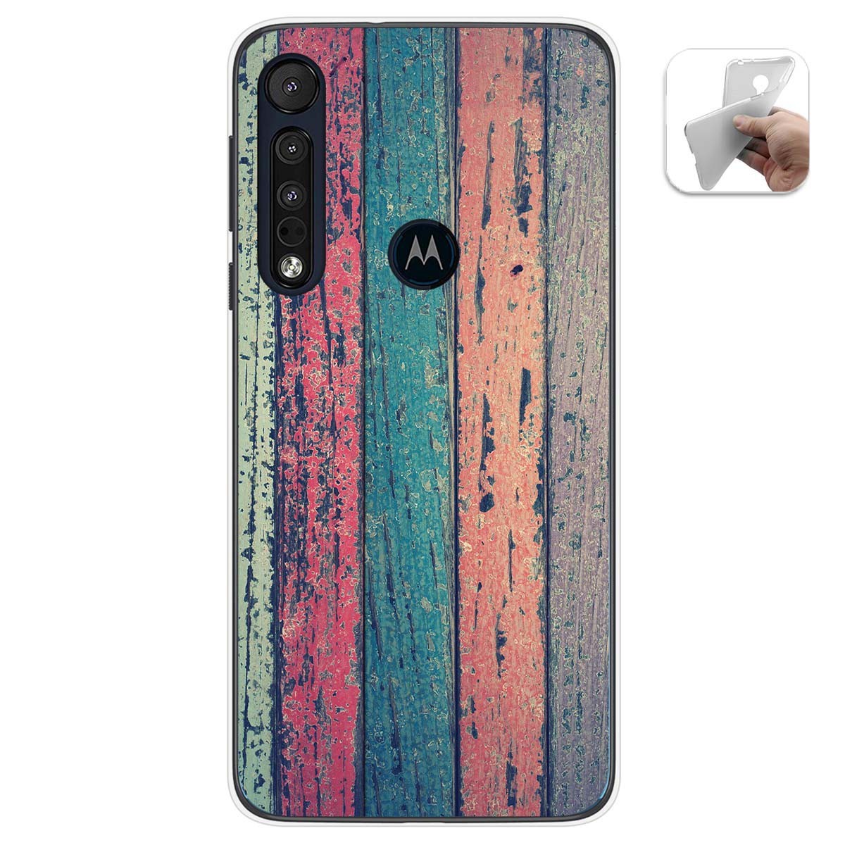 Funda Gel Tpu para Motorola One Macro diseño Madera 10 Dibujos