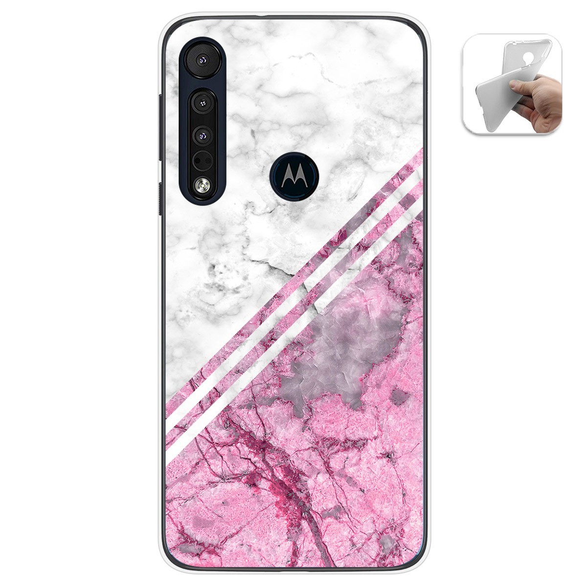 Funda Gel Tpu para Motorola One Macro diseño Mármol 03 Dibujos