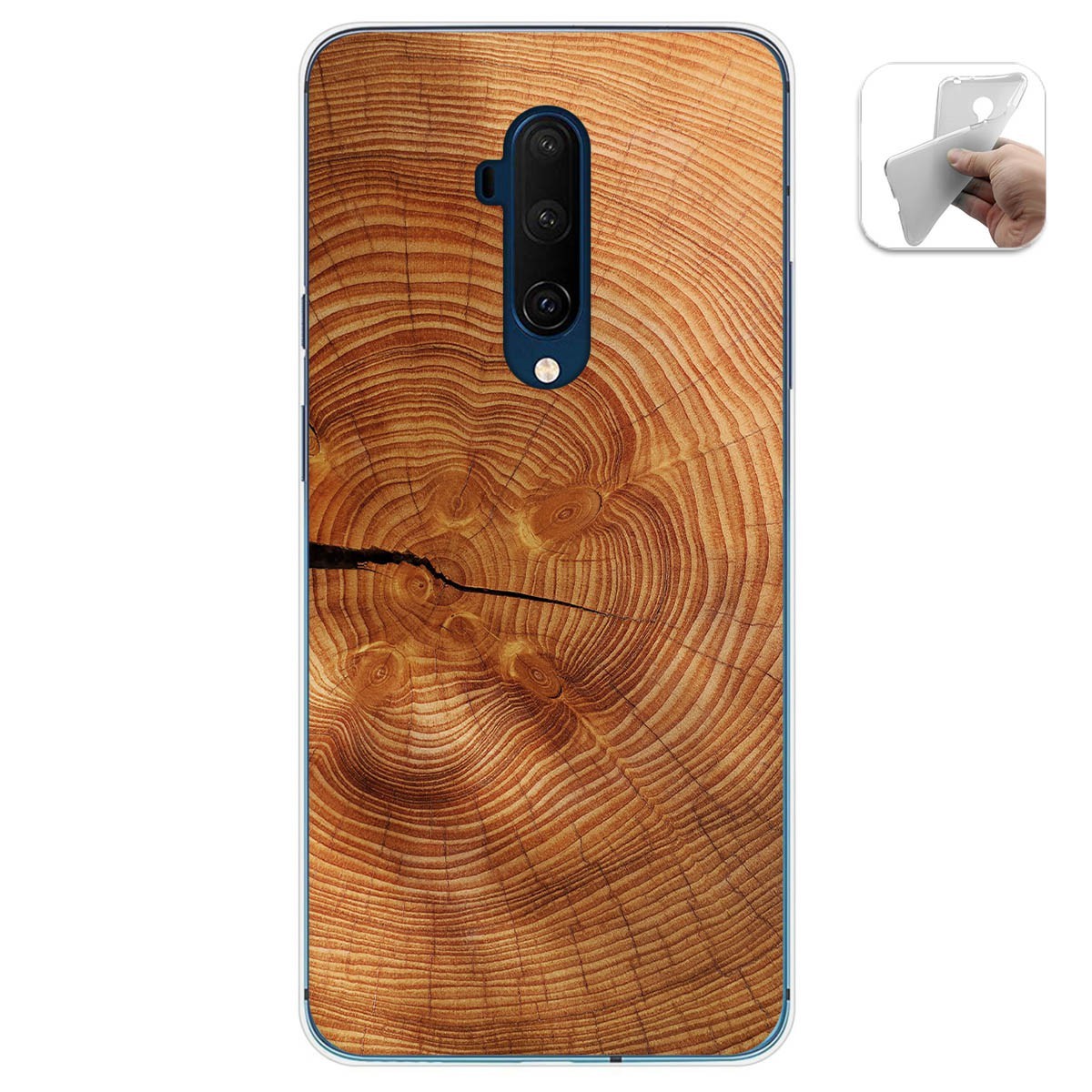 Funda Gel Tpu para Oneplus 7T Pro diseño Madera 04 Dibujos