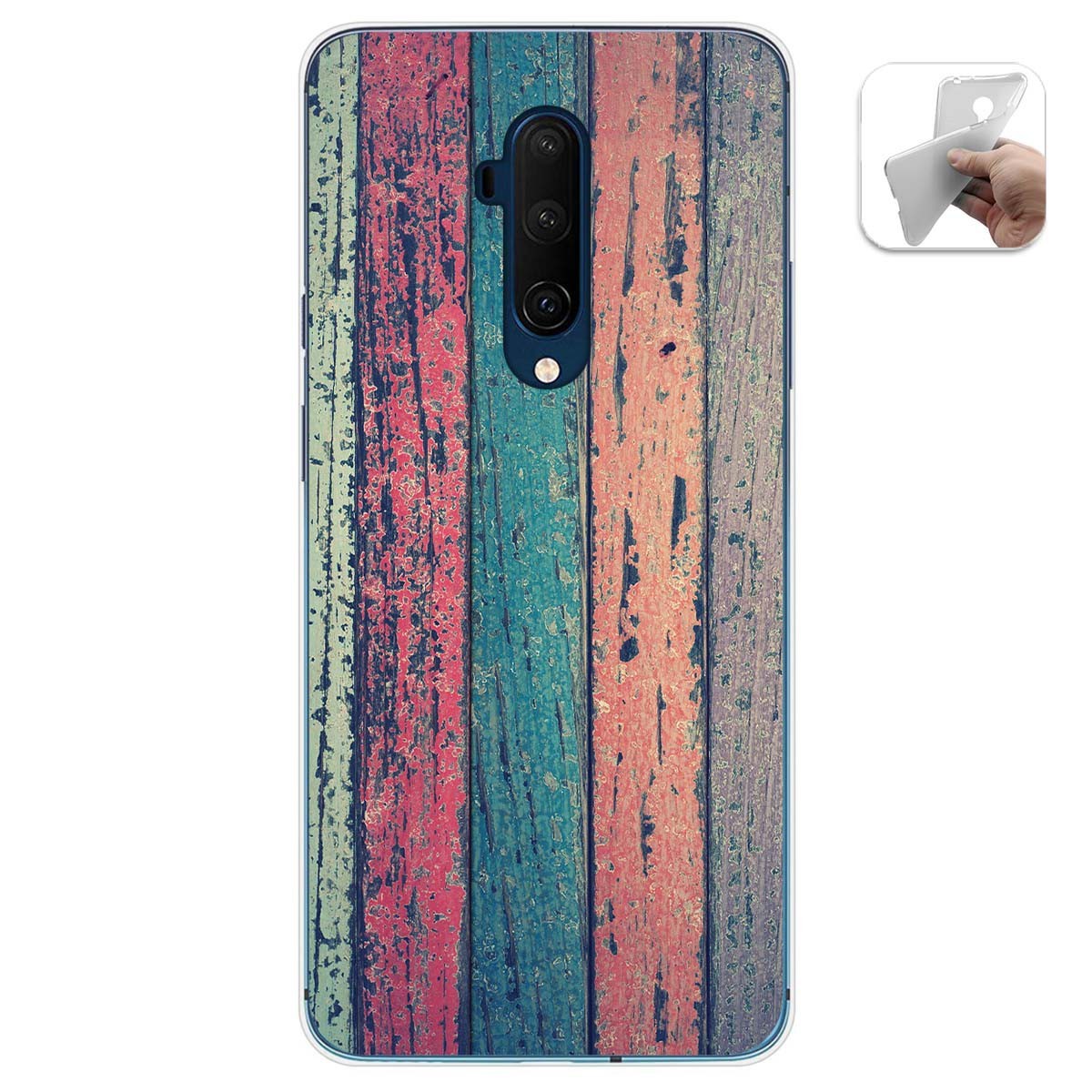 Funda Gel Tpu para Oneplus 7T Pro diseño Madera 10 Dibujos