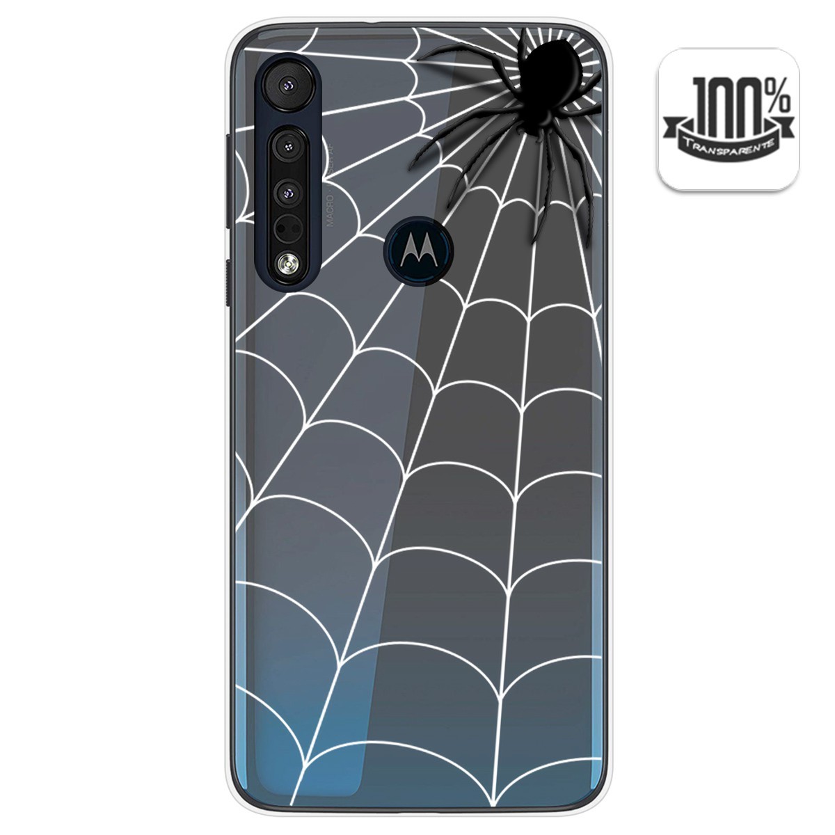 Funda Gel Transparente para Motorola One Macro diseño Araña Dibujos