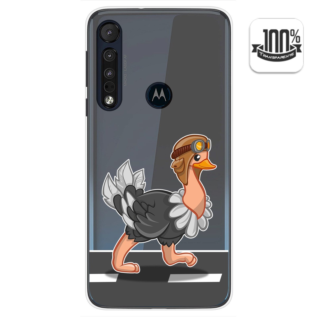 Funda Gel Transparente para Motorola One Macro diseño Avestruz Dibujos