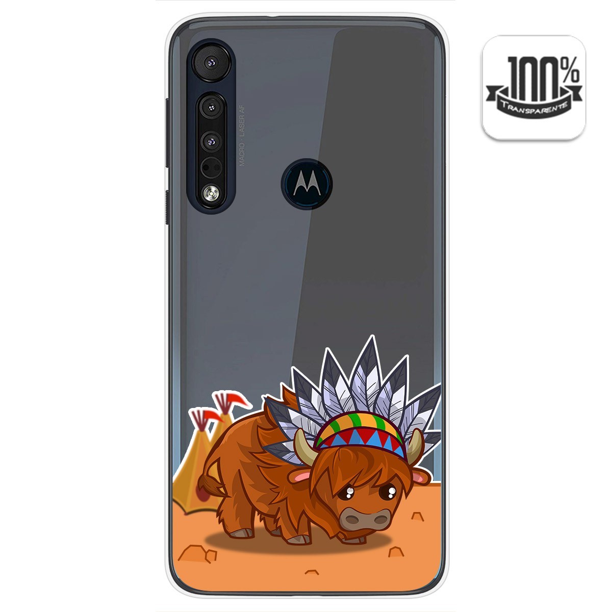 Funda Gel Transparente para Motorola One Macro diseño Bufalo Dibujos