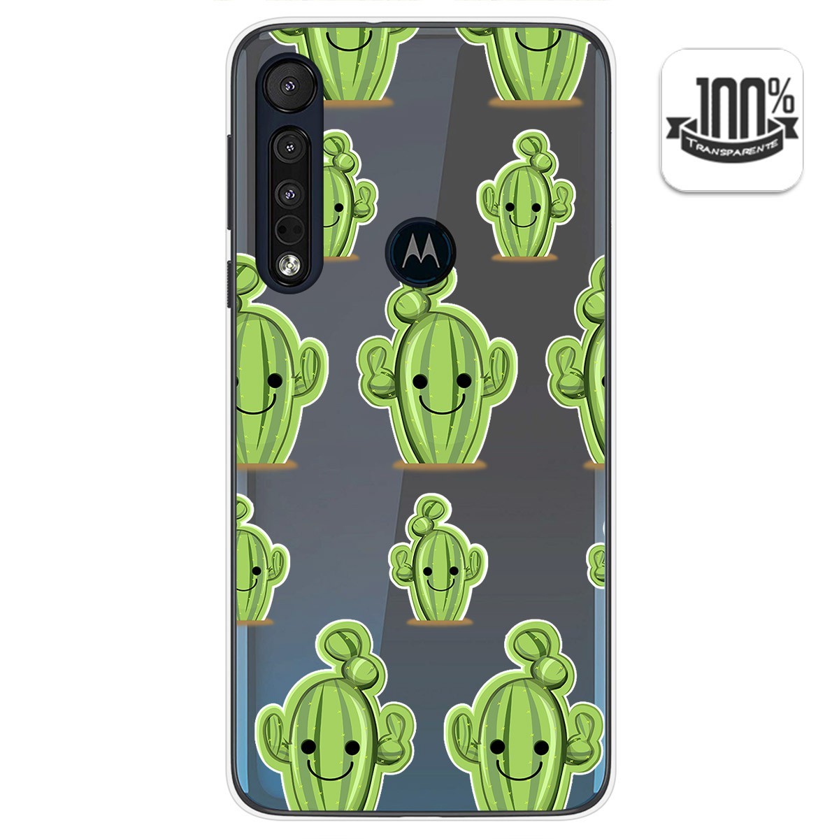 Funda Gel Transparente para Motorola One Macro diseño Cactus Dibujos